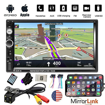 #ad 7quot; Car Radio Apple Andriod Mirror Link BT Car Touch Screen Double 2Din Camera $32.99