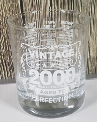 #ad Vtg Highball Glass Aged To Perfection Etched Birthday Gag Gift White Elephant $10.44