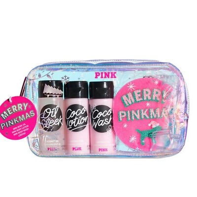 #ad #ad VICTORIA#x27;S SECRET PINK Merry Pinkmas Gift Set Body Wash amp; Lotion amp; Oil amp; Sponge $24.99