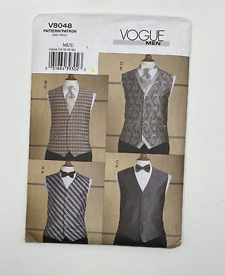 #ad VOGUE Men 8048 Lined Fitted Vest Tie Bow Tie Formal Welt Pockets Gilet FF UNCUT $12.74