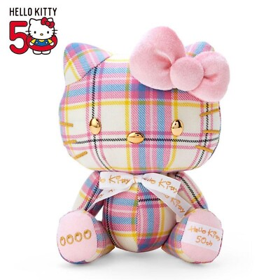 #ad Hello Kitty 50th Anniversary Dress Tartan Plush Doll Sanrio 2024 Japan Limited $249.00