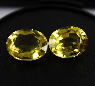 #ad 18 Ct NATURAL Sapphire Yellow Oval Cut CERTIFIED Loose Gemstone Pair $18.62