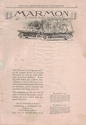 #ad 1913 Marmon 32 and 48 Touring original ad Extremely Rare Indianapolis $20.30
