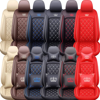 #ad Luxury Leather Universal Car 5 Seat Cover Full Set Front Rear Cushion Protector $84.99