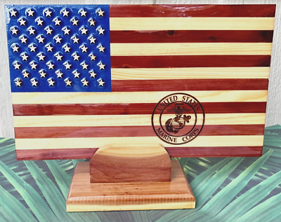 #ad Marine Corps Plaque wooden flag patriotic gift american flagveteran gift $65.00