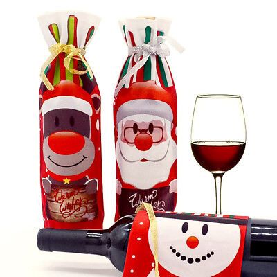 #ad Santa Wine Bottle Cover Gift Bags Christmas Dinner Xmas Party Table Decorations C $3.29