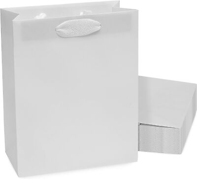 #ad Prime Line White Gift Bags with Handles 8x4x10Inch 25 Pack Shopping Bags $23.70