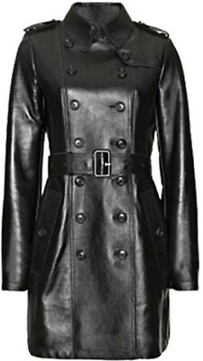 #ad Women#x27;s Coat Leather Steampunk Goth Black Long Jacket Women Motorcycle GBP 91.72