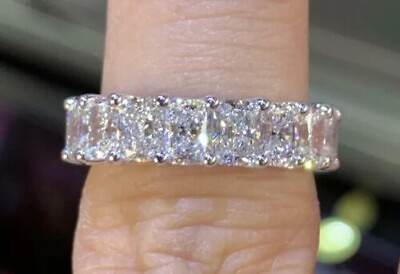 #ad Real Moissanite 2Ct Radiant Cut Full Eternity Women#x27;s Band 14K White Gold Plated $199.99