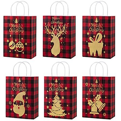 Sunloga 24Pcs Christmas Gift Bags 7x3.4x8.8 Inches 6 Styles Gift Bags Bulk with $18.75