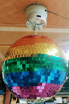 #ad 16quot; Rainbow Disco Mirror Ball amp; Rotating Ceiling Turner Outlet LOCAL PICKUP ONLY $422.44