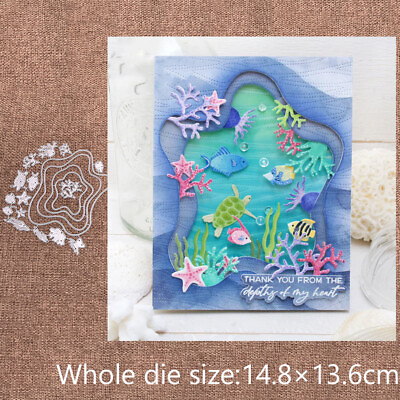 #ad Underwater World Frame Metal Cutting Dies Decoration Scrapbooking Card Craft $12.76