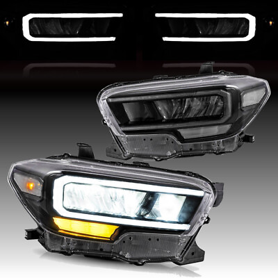 #ad VLAND Full LED Reflector Headlights W DRL For 2016 21 Toyota Tacoma Front Lamps $314.99