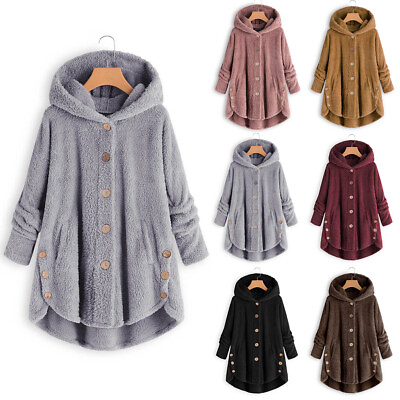 #ad Womens Winter Loose Casual Single Breasted Long Sleeve Thermal Warm Coats Jacket $25.56