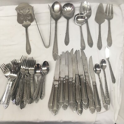 #ad Reed amp; Barton Marie Antoinette Stainless Flatware 53 Piece Fork Spoons Knives $119.99