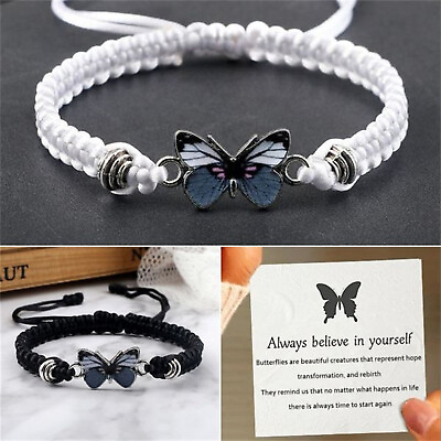 #ad Fashion Butterfly Bracelets Adjustable String Butterfly Bracelets Unisex New US $5.44