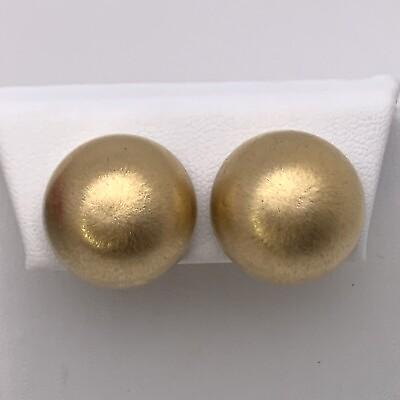 #ad VTG VENDOME Gold Tone Textured Round Clip On Earrings 3 4quot; Wide $19.95