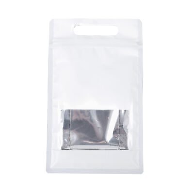 #ad 25 50 White with Clear Window Handle Stand Up Self Seal Bags Food Packaging Bag $27.98