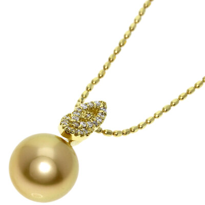 #ad Pearl Pearl Diamond Necklace K18 Yellow Gold 6.8g $686.00