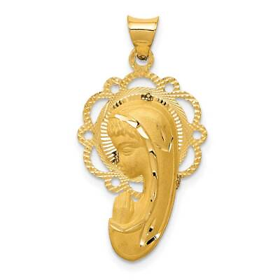 #ad 14K Gold Satin and Polished Mary Pendant 0.7 x 1.2 in $284.04