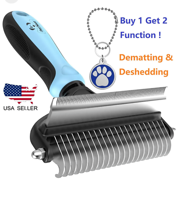 #ad Pet Neat Double Sided Pet Grooming Brush 2 in 1 Deshedding Tool amp; Undercoat Rake $12.99