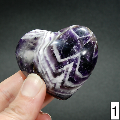 #ad YOU CHOOSE 2in Chevron Amethyst Crystal Puffy Heart Palm Stones Zambia $19.80