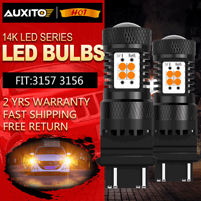 3157 Amber LED Turn Signal Light Bulbs 3156 4157 3157a Yellow SRCK CK For Dodge $17.99