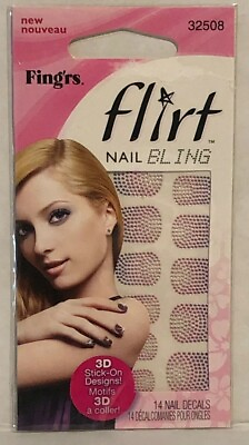 #ad #ad FING#x27;RS FLIRT 14pc Art NAIL BLING Set 3D Stick On Dots New In Package $5.59