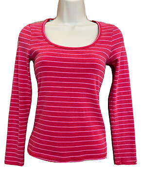 #ad BODEN 6 XS Red Pink Stripe Breton Long Sleeve Essential top GBP 15.50
