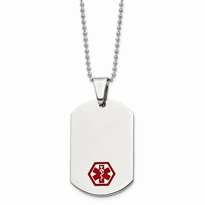 Stainless Steel Red Enamel Medical Necklace $36.75