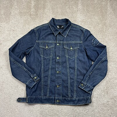 #ad Robin#x27;s Jeans Motorcycle Club Denim Trucker Jacket Blue Size XL $49.99