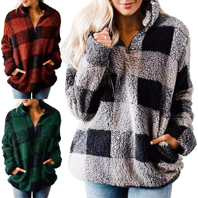 #ad Women Outwear Long Sleeve Coat Ladies Fleece Oudoor Cozy Hoodies With Pockets $32.19