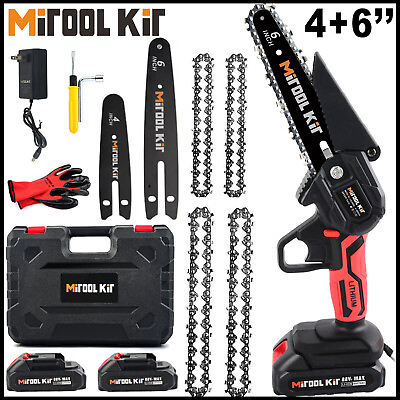 #ad 6quot; Mini Handheld Electric Chainsaw Cordless Chain Saw 4inch 800W Battery Power $38.88