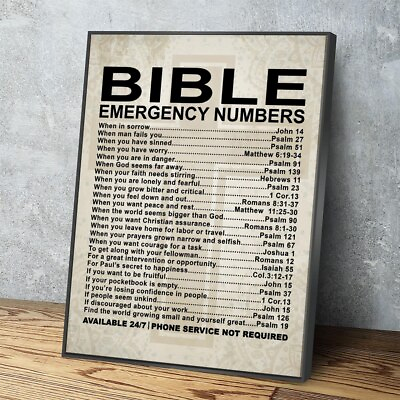 #ad Bible Emergency Numbers poster Wall Art Bible Decor Bible Gift poster hot $19.99