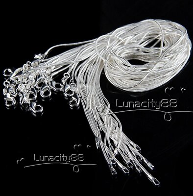#ad Wholesale Fashion Silver Necklace Chains 1MM 2MM Snake Chain 16quot;18quot;20quot;22quot;24quot; $49.56