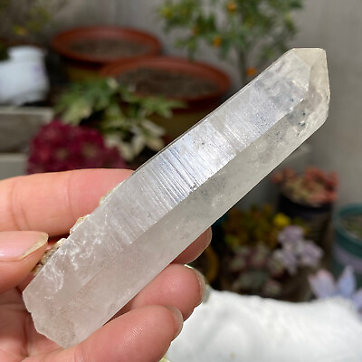 #ad 3.9quot; Long Laser Wand Specularite Clear Quartz Crystal Rare Rough Point Specimen $32.00