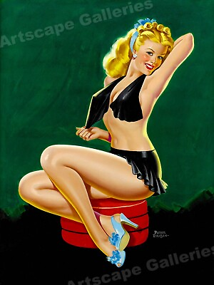 #ad “Babe in Black” 1940s Vintage Style Driben American Girl Pin Up Poster 18x24 $13.95