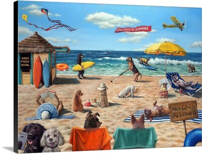 #ad Dog Beach Canvas Wall Art Print Dog Home Decor $329.99