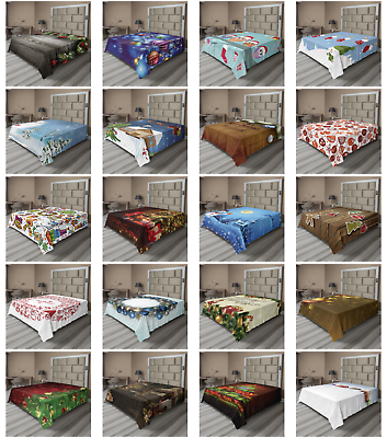 #ad Ambesonne Xmas Theme Flat Sheet Top Sheet Decorative Bedding 6 Sizes $22.99