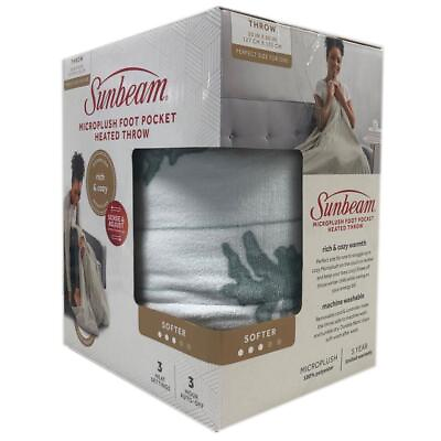 #ad Sunbeam Microplush Comfy Toes Electric Heated Throw Blanket Foot Pocket Holiday $39.95