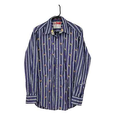#ad Robert Graham Shirt Mens Medium The Freshly Laundered Shirt Purple Stripe Cotton $39.99