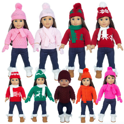#ad Christmas Gift American Doll Clothes Sweather Pants Cap Outfit for 43CM 18quot; Doll $13.99