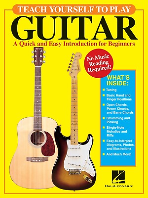 #ad Teach Yourself to Play Guitar Quick amp; Easy Beginner Lessons Tab Hal Leonard Book $8.99