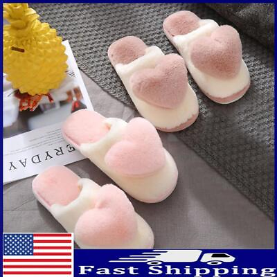 #ad Unisex Plush Heart Slippers Non Slip Heart Warm Slippers Couple Indoor Slippers $17.29