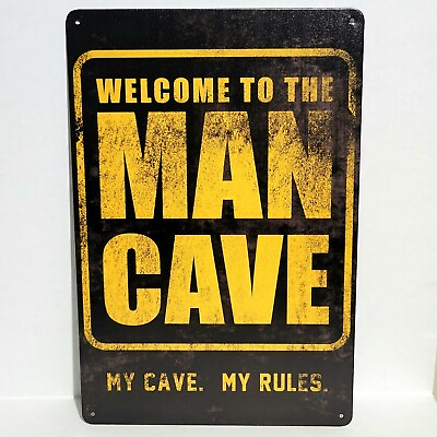 #ad Rustic Vintage Metal Tin Signs Man Cave Garage Funny Rules $13.39