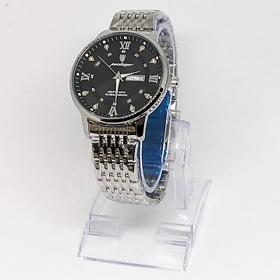 #ad Poedagar Unisex Stainless Steel Watch Luxury Calendar Watch Silver Black Dial GBP 14.99