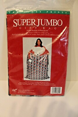 #ad Vintage Super Jumbo Gift Bag Plastic Christmas Present Santa 44quot; x 52quot; Sealed $14.80