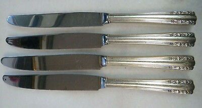 #ad 4 Matched Sterling Silver Dinner Knives Stainless Blade 8 7 8quot; Long #x27;P#x27; Mono $79.99