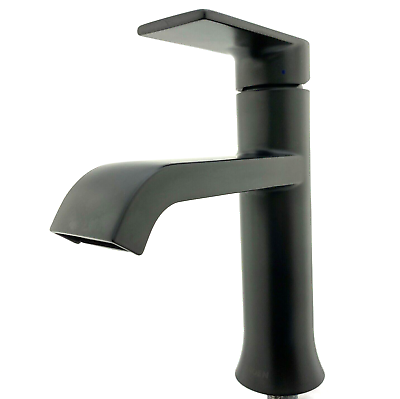 #ad MOEN 6702BL Genta LX One Handle 1 Hole Bathroom Faucet w Drain NEW Matte Black $129.97