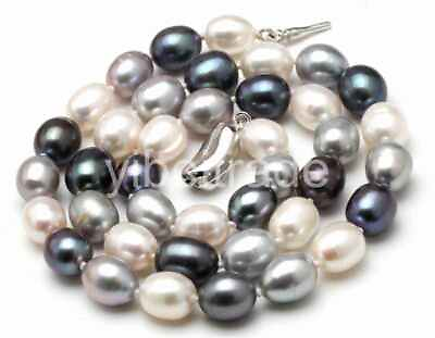 #ad #ad Natural 8 9MM Muilt Freshwater Pearl Necklace Women jewelry 925S $19.99